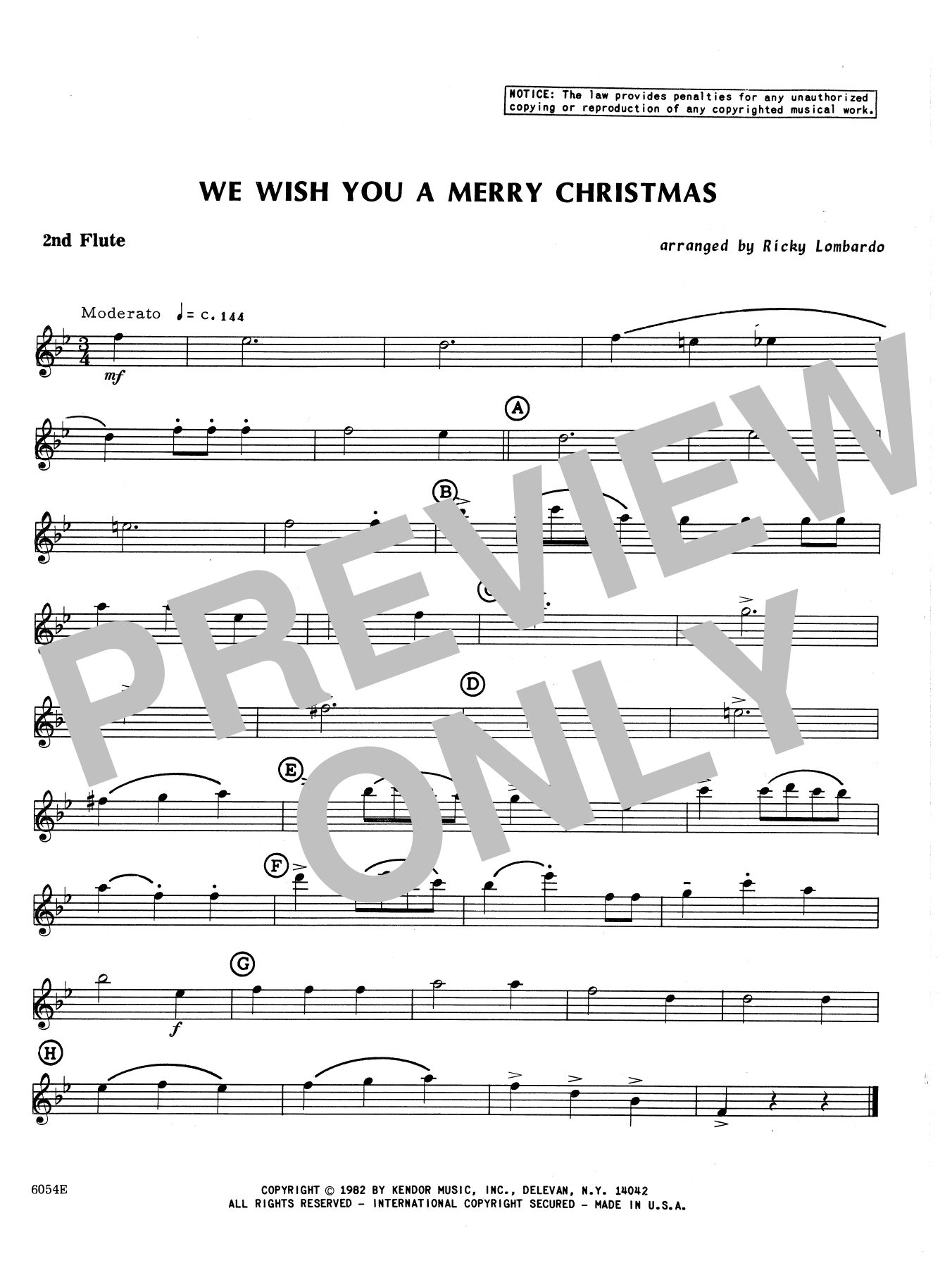 Download Lombardo We Wish You A Merry Christmas - 2nd Flu Sheet Music