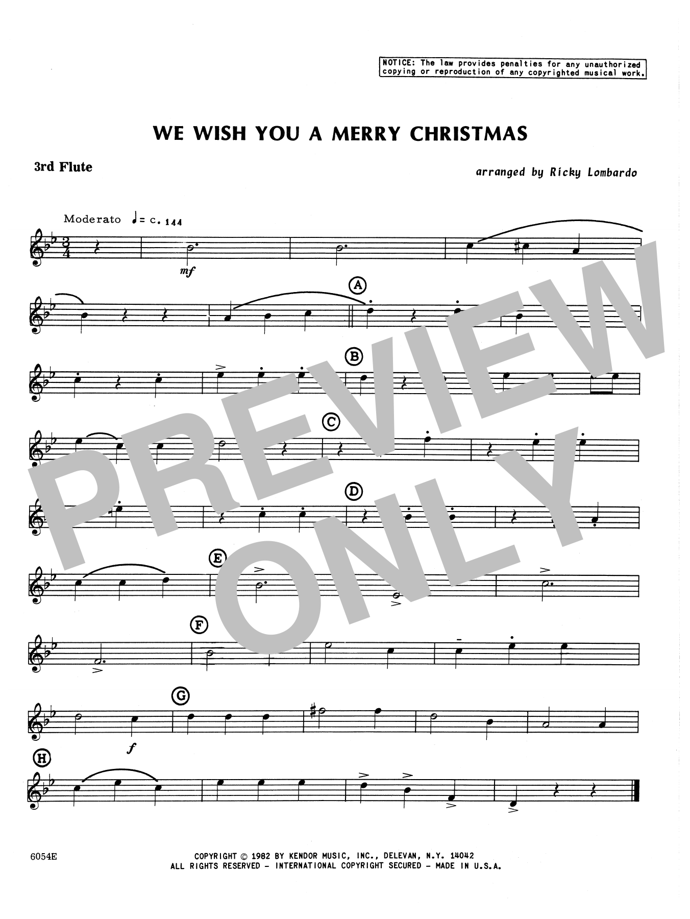 Download Lombardo We Wish You A Merry Christmas - 3rd C F Sheet Music