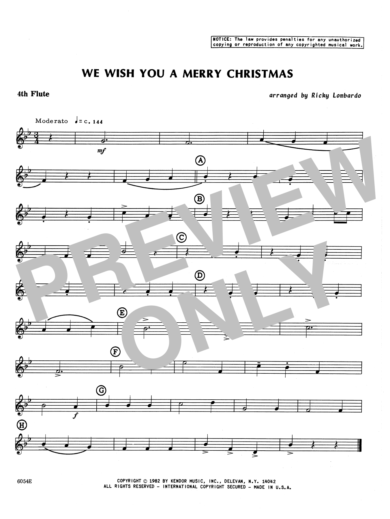 Download Lombardo We Wish You A Merry Christmas - 4th Flu Sheet Music