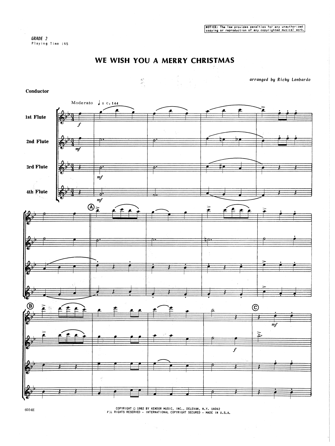 Download Lombardo We Wish You A Merry Christmas - Full Sc Sheet Music