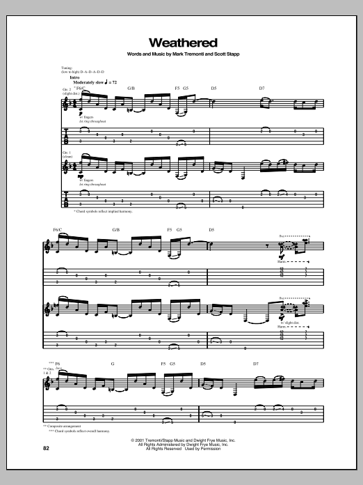 Download Creed Weathered Sheet Music