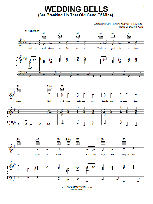 Download Gene Vincent Wedding Bells (Are Breaking Up That Old Sheet Music