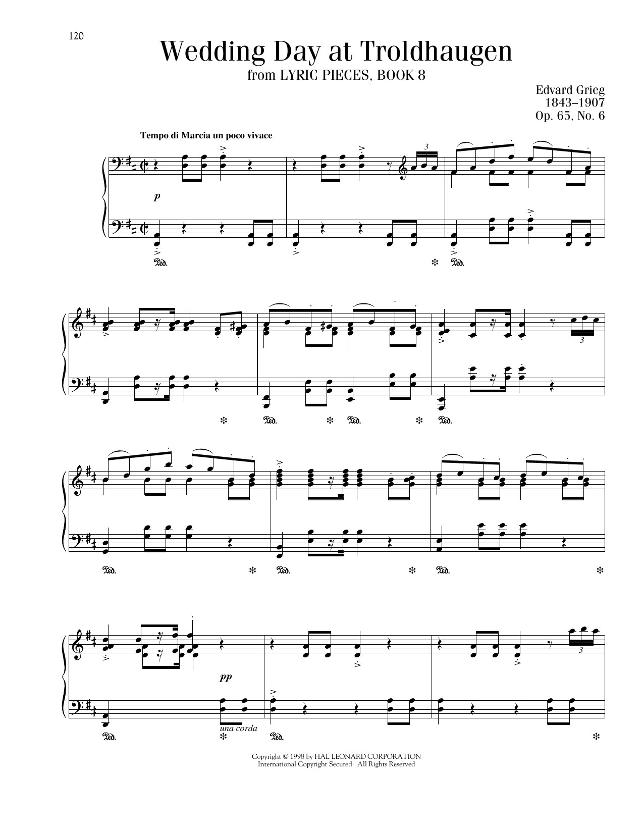 Edvard Grieg Wedding Day At Troldhaugen, Op. 65, No. 6 sheet music notes printable PDF score