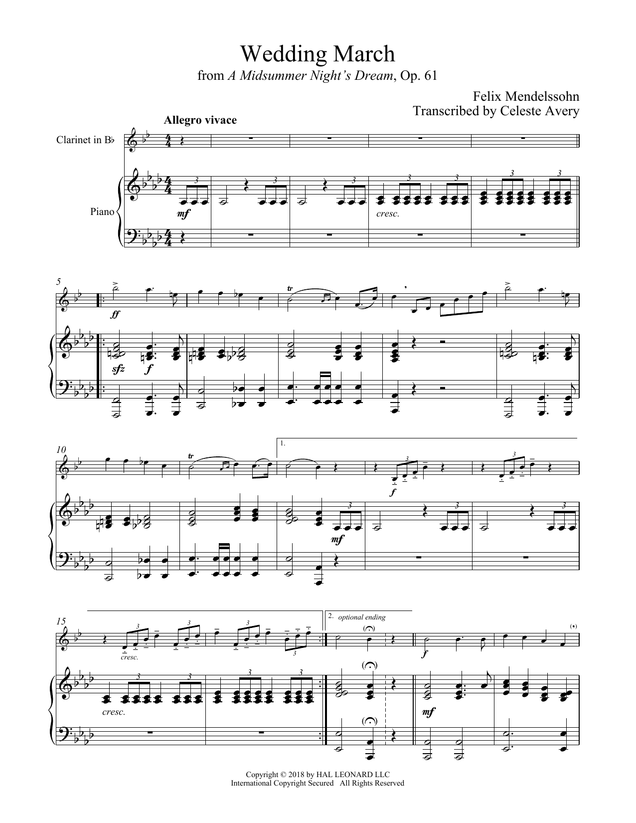 Download Felix Mendelssohn Wedding March Sheet Music