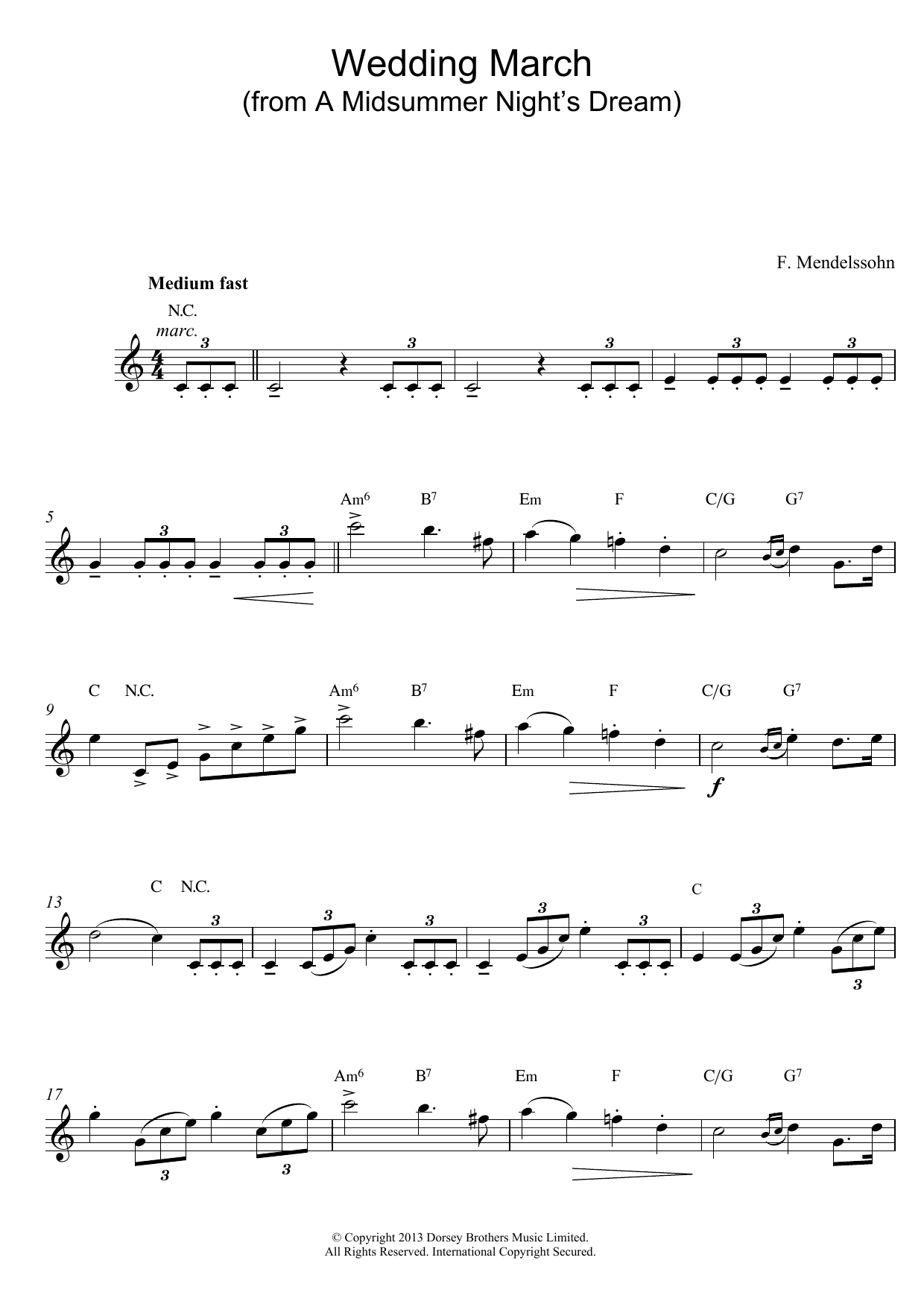 Download Felix Mendelssohn Wedding March (from A Midsummer Night's Sheet Music