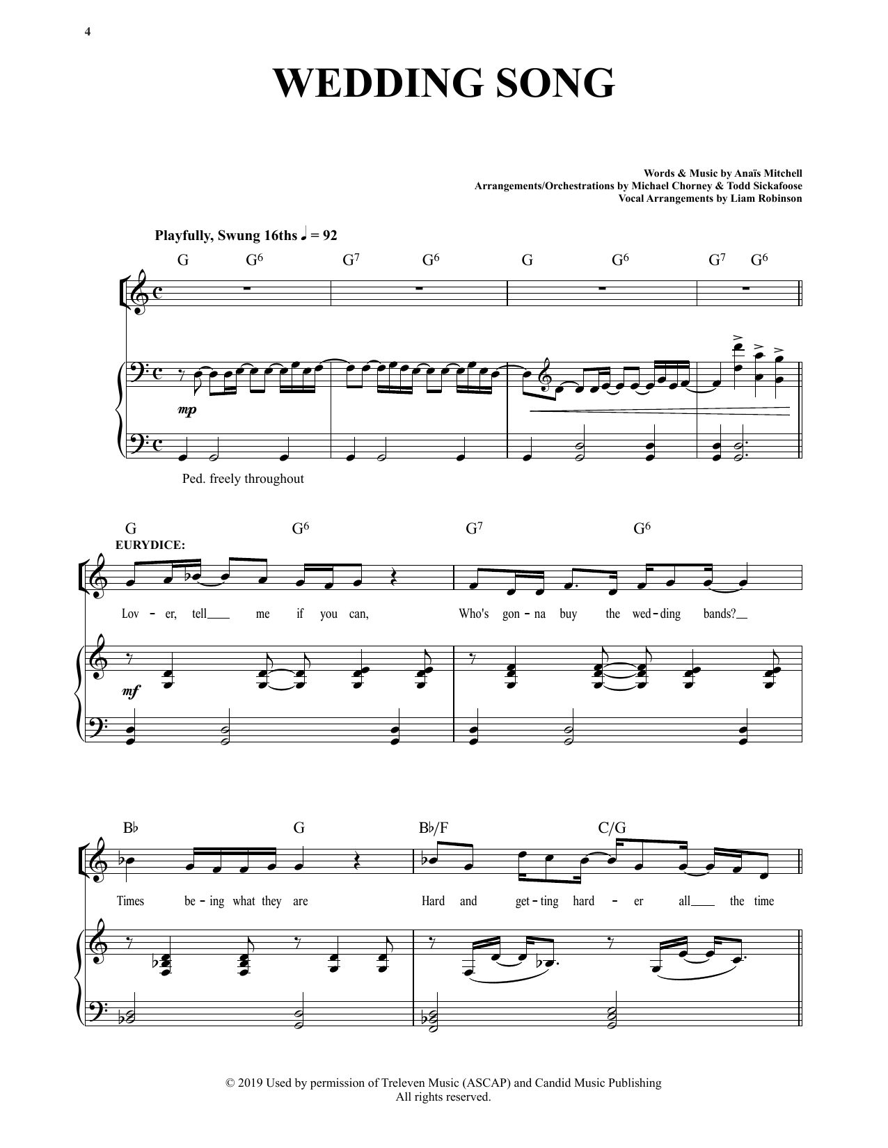 Download Anais Mitchell Wedding Song (from Hadestown) Sheet Music