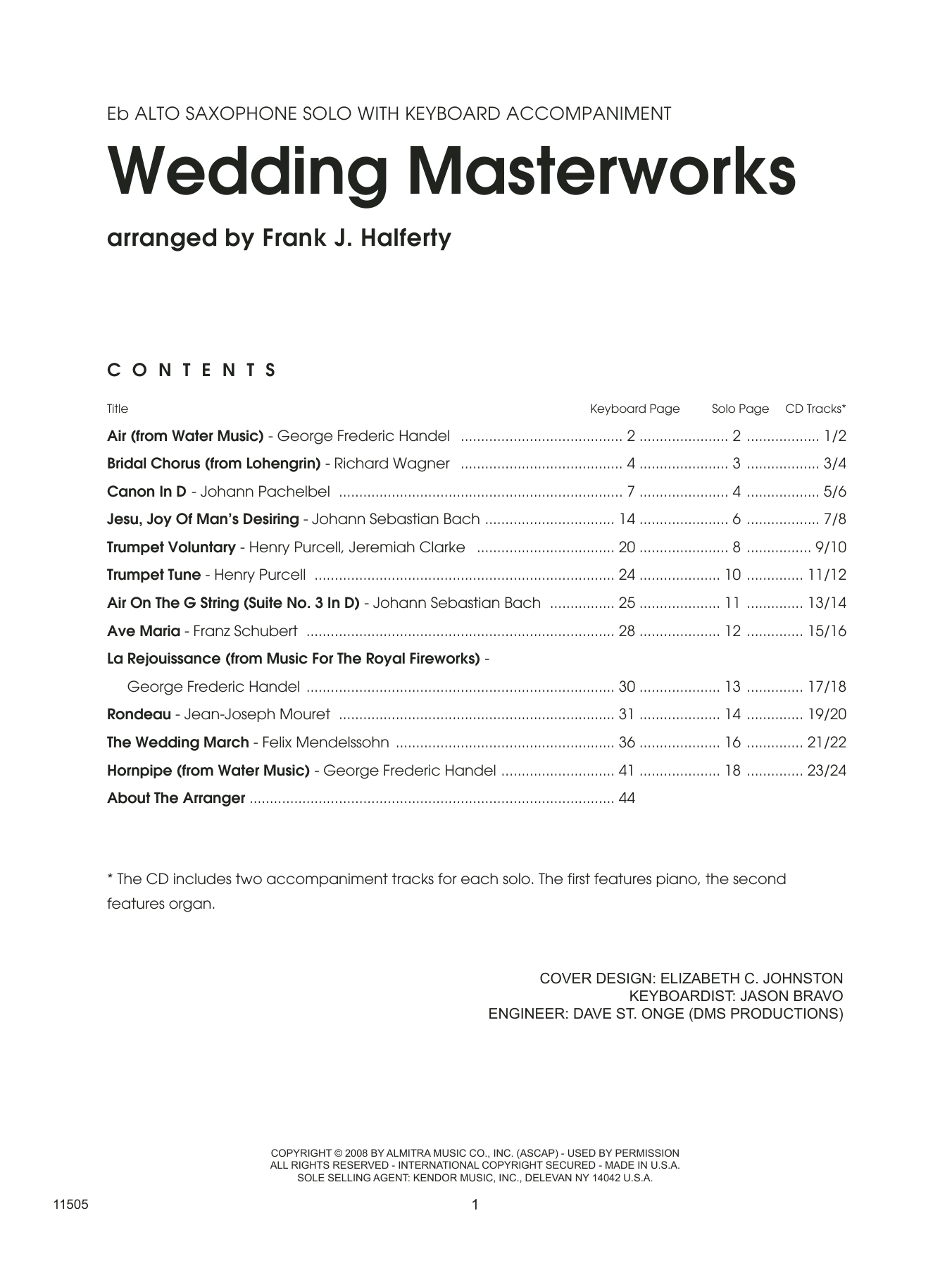 Download Frank J. Halferty Wedding Masterworks - 1st Eb Alto Saxop Sheet Music