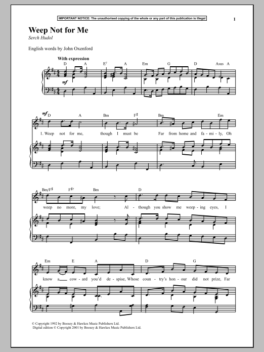 Download Anonymous Weep Not For Me Sheet Music