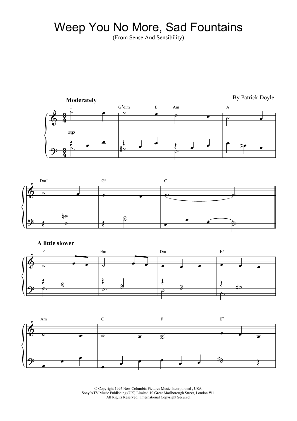Download Patrick Doyle Weep You No More, Sad Fountains (from S Sheet Music