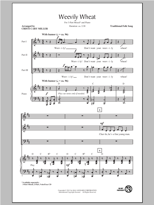 Download Traditional Weevily Wheat (arr. Cristi Cary Miller) Sheet Music