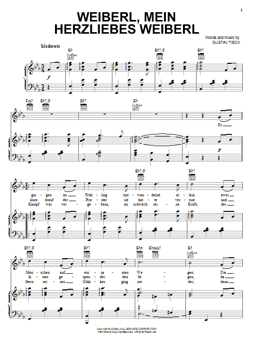 Gustav Tieck Weiberl, Mein Herzliebes Weiberl! sheet music notes printable PDF score