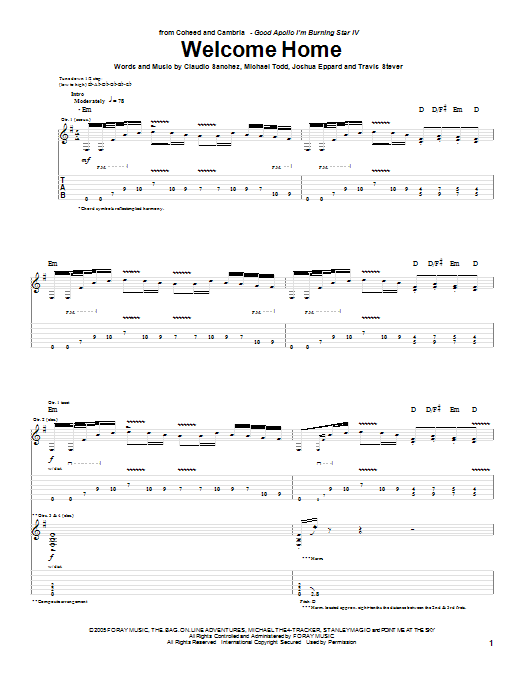 Download Coheed And Cambria Welcome Home Sheet Music