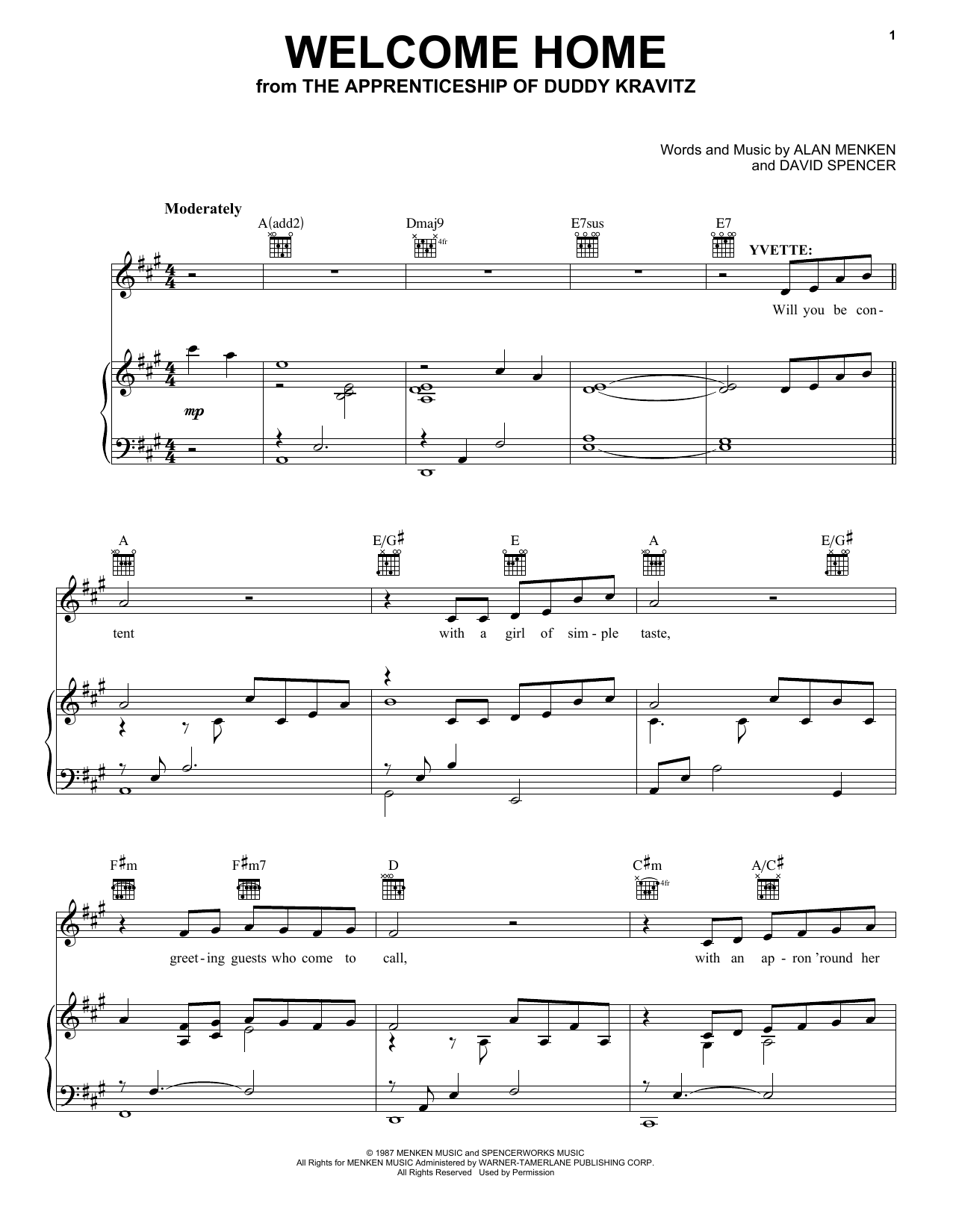 Download Alan Menken & David Spencer Welcome Home (from The Apprenticeship o Sheet Music