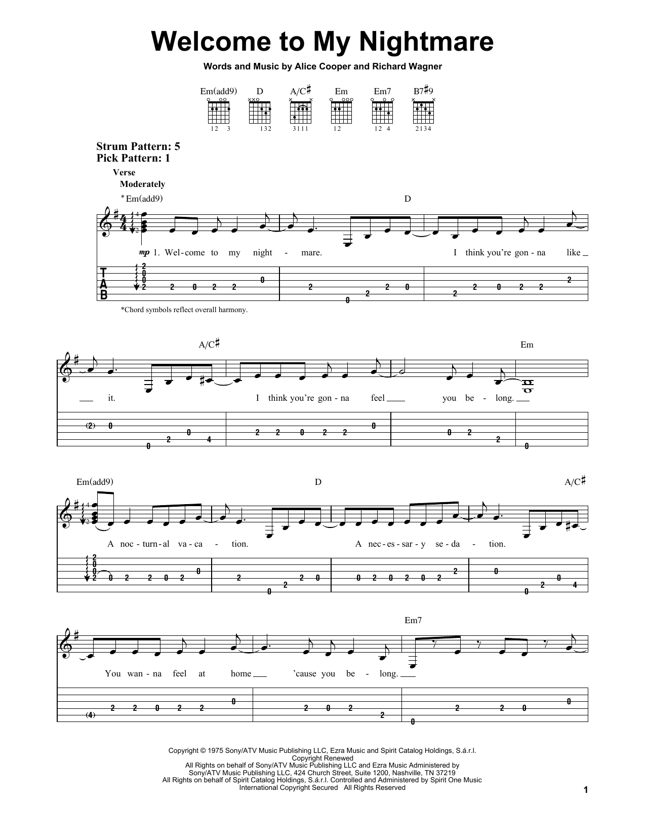 Download Alice Cooper Welcome To My Nightmare Sheet Music