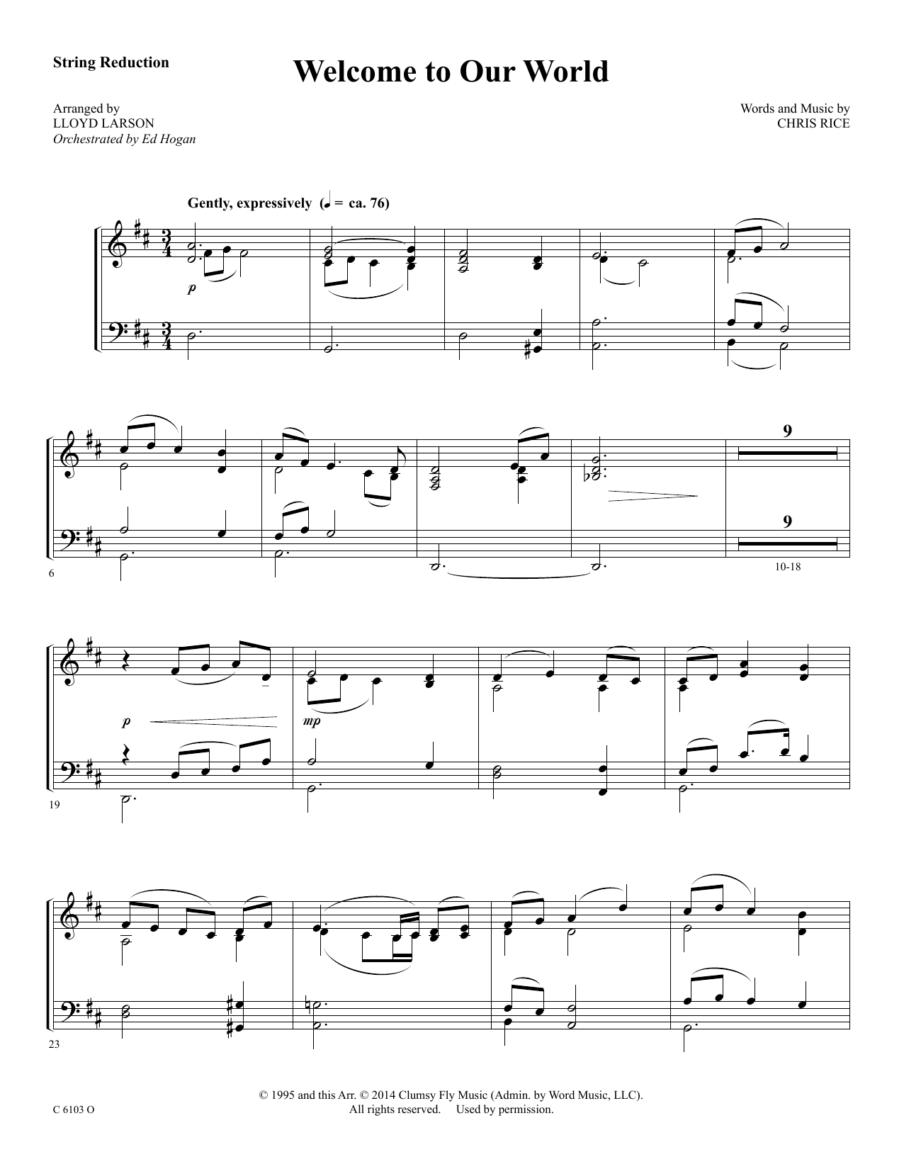 Download Ed Hogan Welcome to Our World - Keyboard String Sheet Music