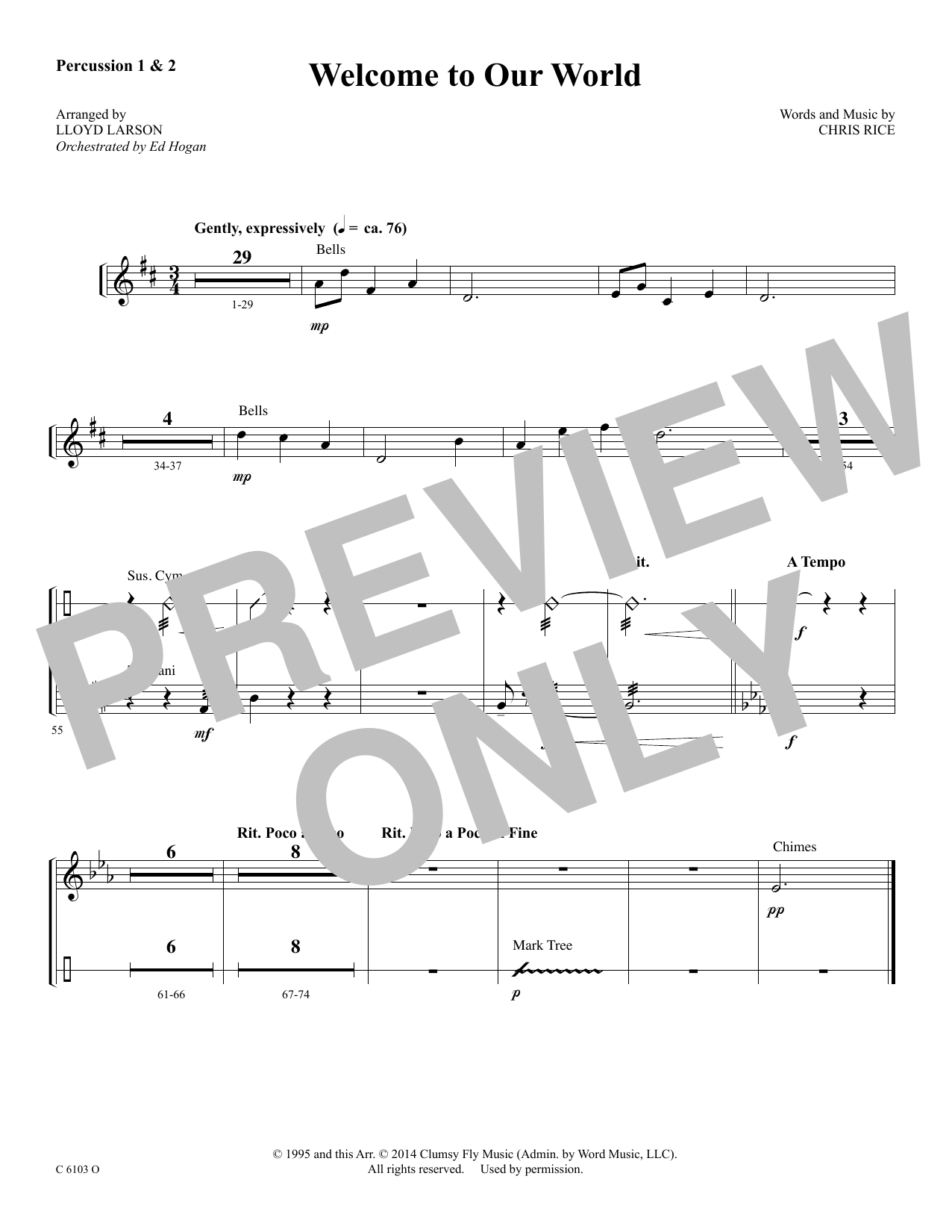 Download Ed Hogan Welcome to Our World - Percussion 1 & 2 Sheet Music