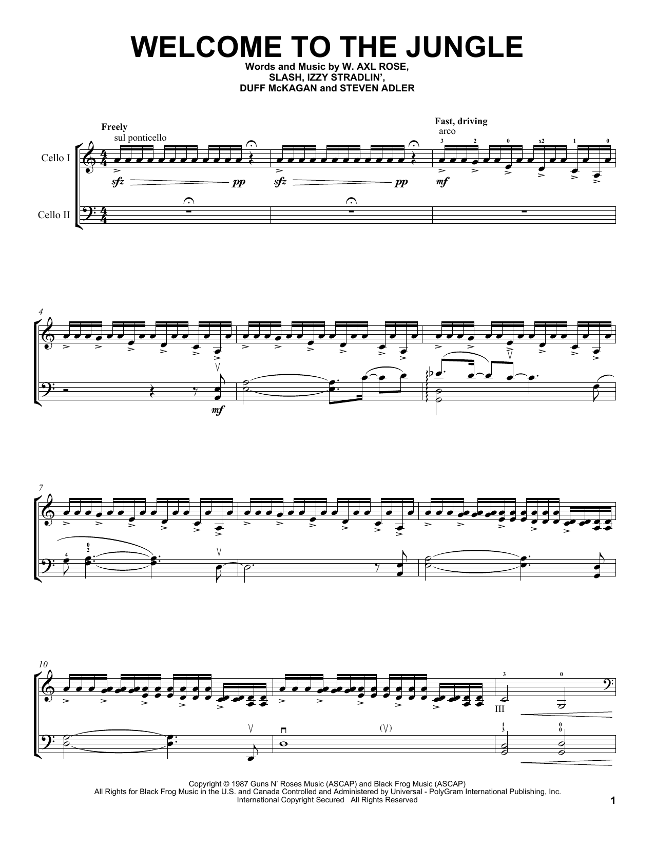 Download 2Cellos Welcome To The Jungle Sheet Music