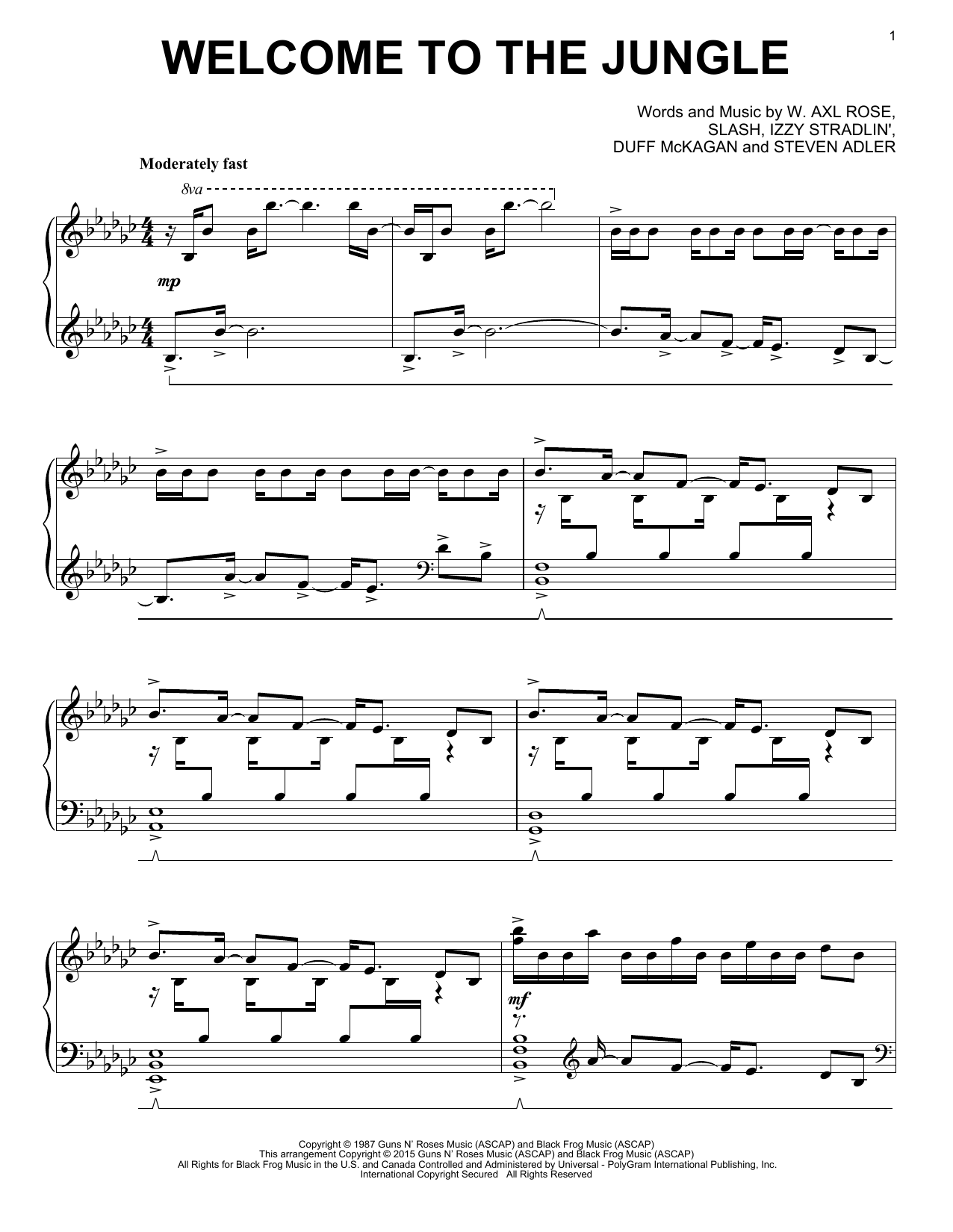 Download Guns N' Roses Welcome To The Jungle Sheet Music