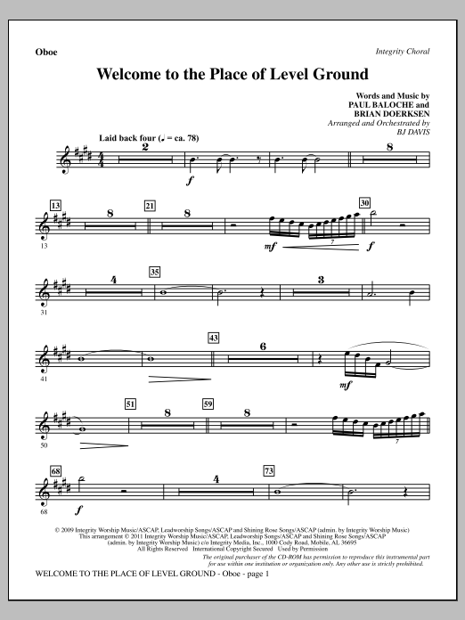 Download BJ Davis Welcome To The Place Of Level Ground - Sheet Music