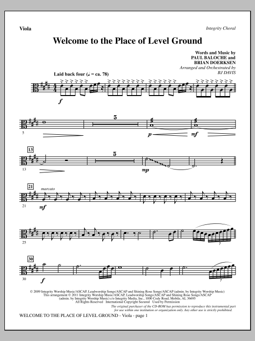 Download BJ Davis Welcome To The Place Of Level Ground - Sheet Music