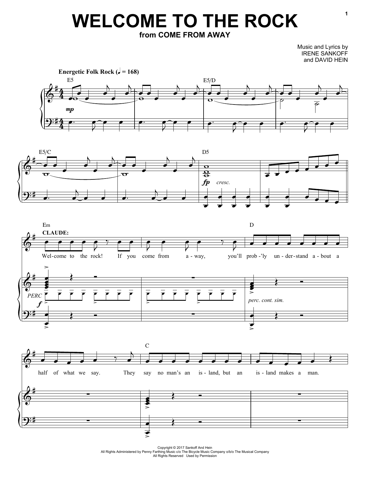 Download Irene Sankoff & David Hein Welcome To The Rock (from Come from Awa Sheet Music