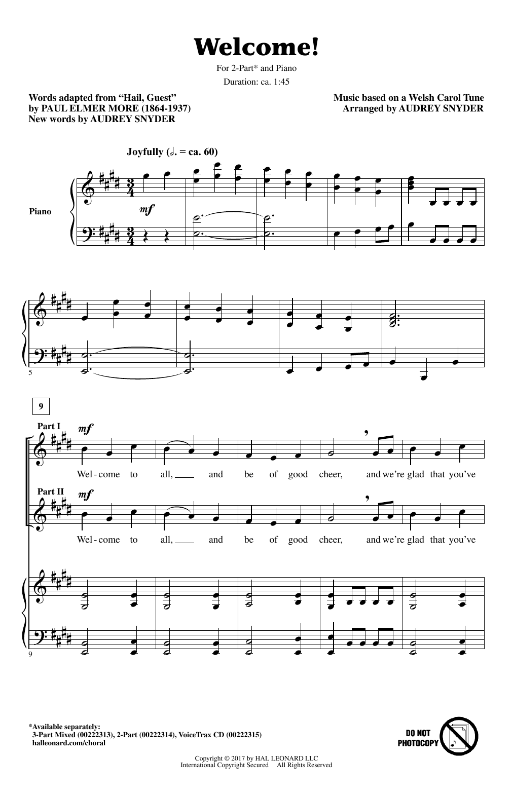 Download Audrey Snyder Welcome! Sheet Music