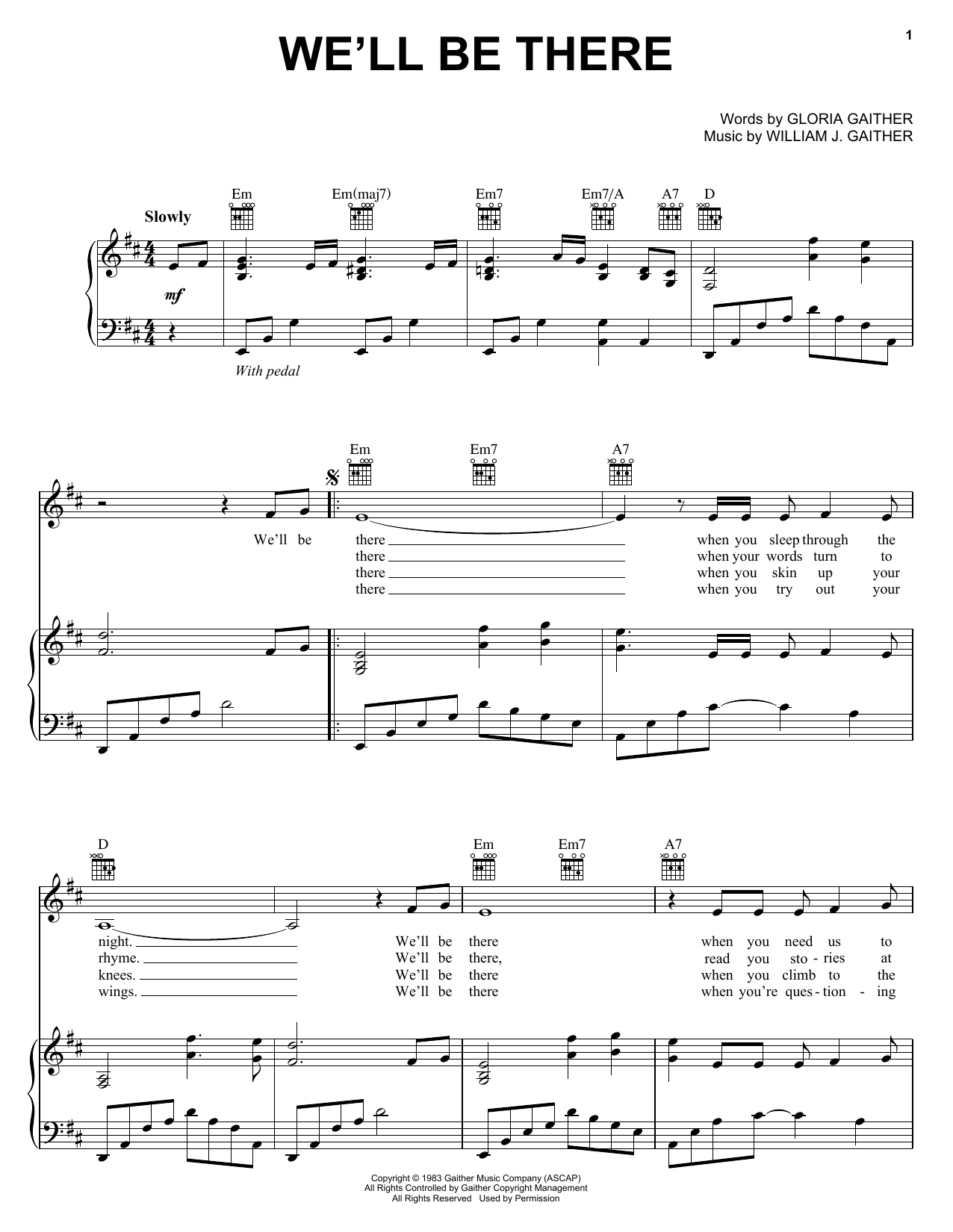 Download Bill & Gloria Gaither We'll Be There Sheet Music