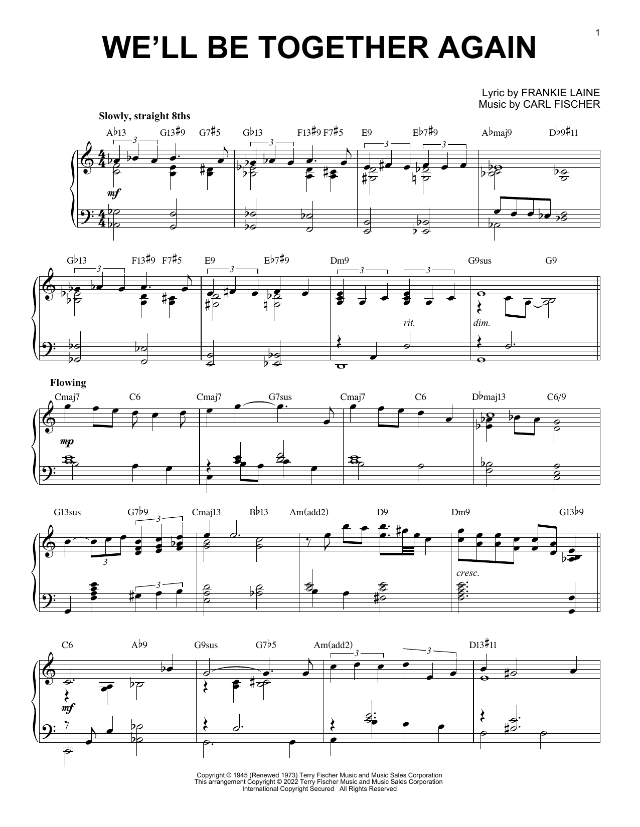 Download Frankie Laine We'll Be Together Again [Jazz version] Sheet Music