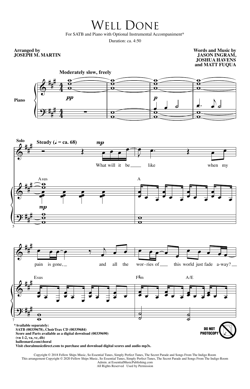 Download The Afters Well Done (arr. Joseph M. Martin) Sheet Music