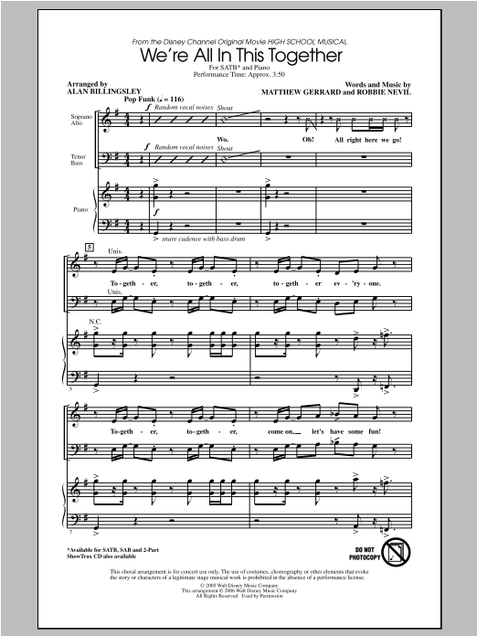 Download Alan Billingsley We're All In This Together (from High S Sheet Music