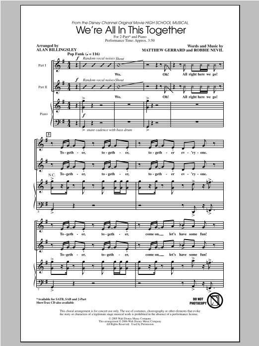 Download Alan Billingsley We're All In This Together (from High S Sheet Music