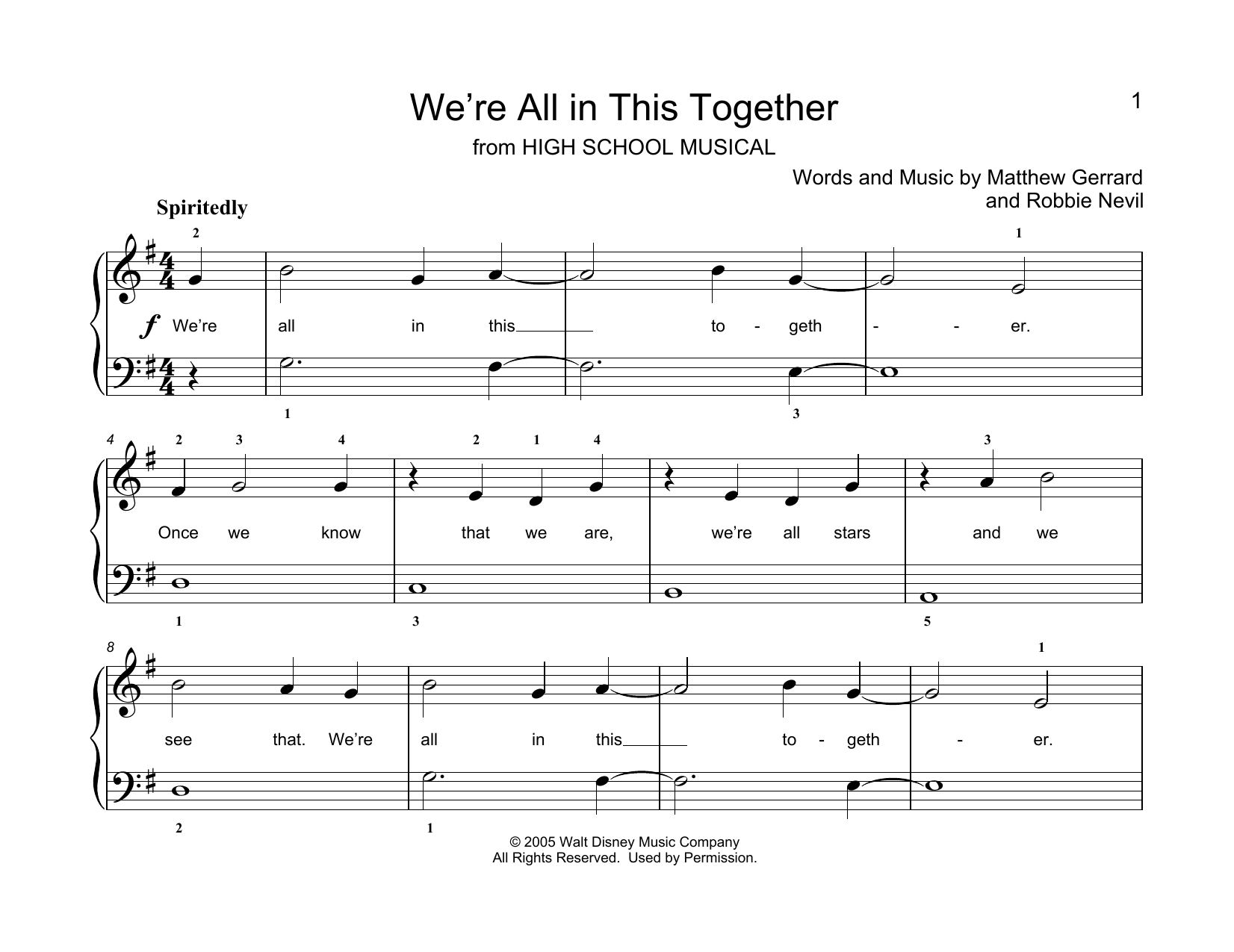 Download Matthew Gerrard & Robbie Nevil We're All In This Together (from High S Sheet Music