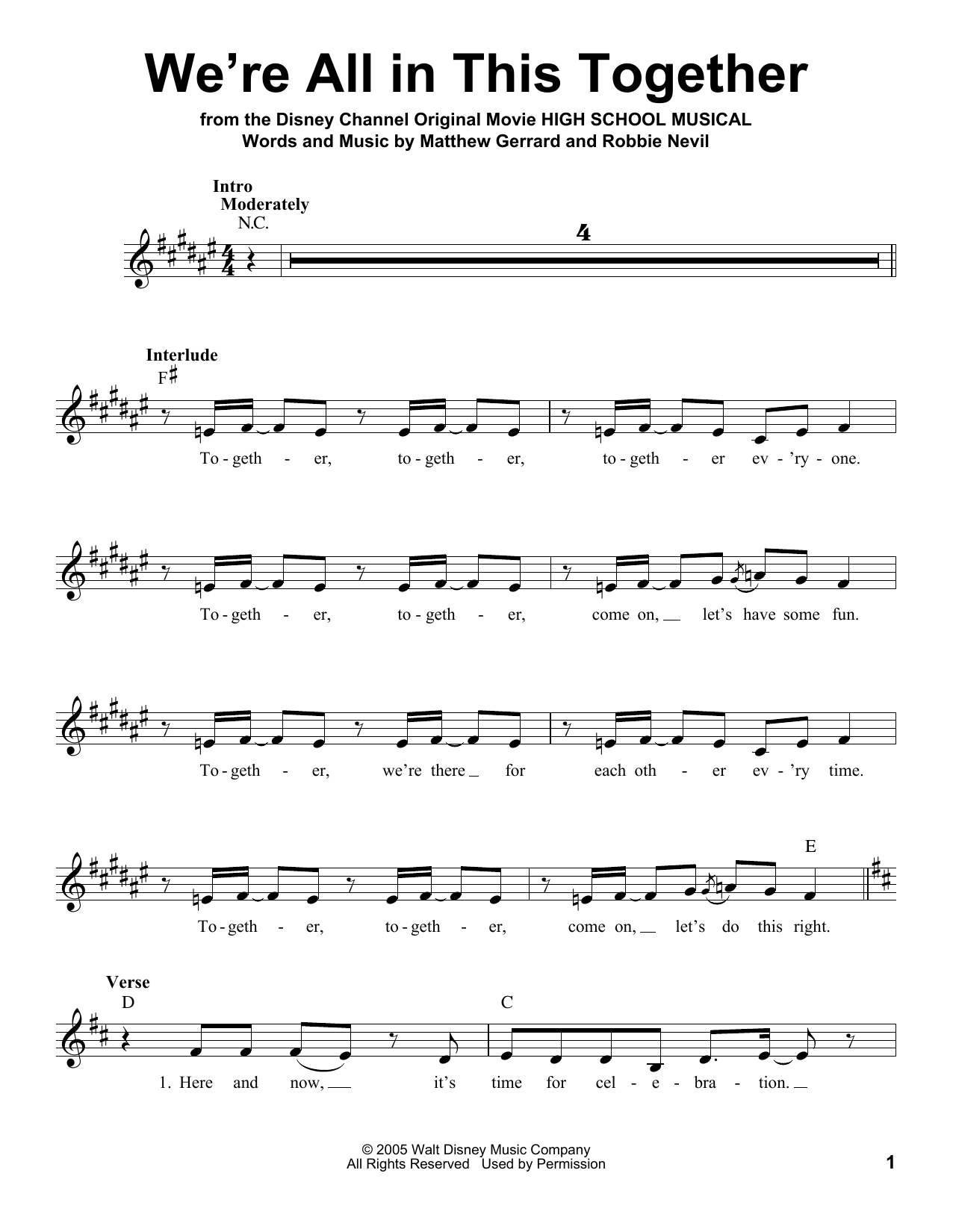 Download High School Musical Cast We're All In This Together Sheet Music