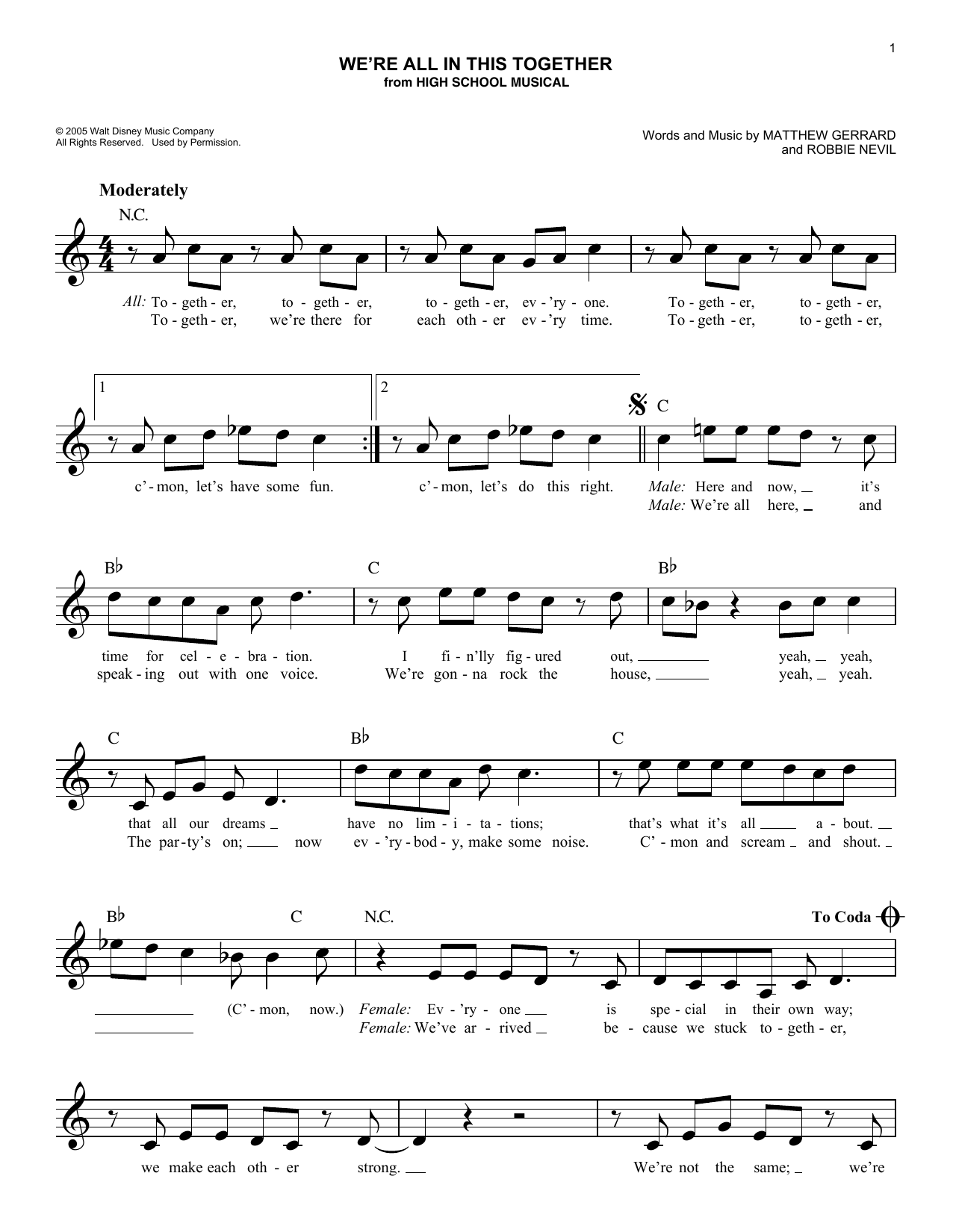 Download High School Musical Cast We're All In This Together Sheet Music