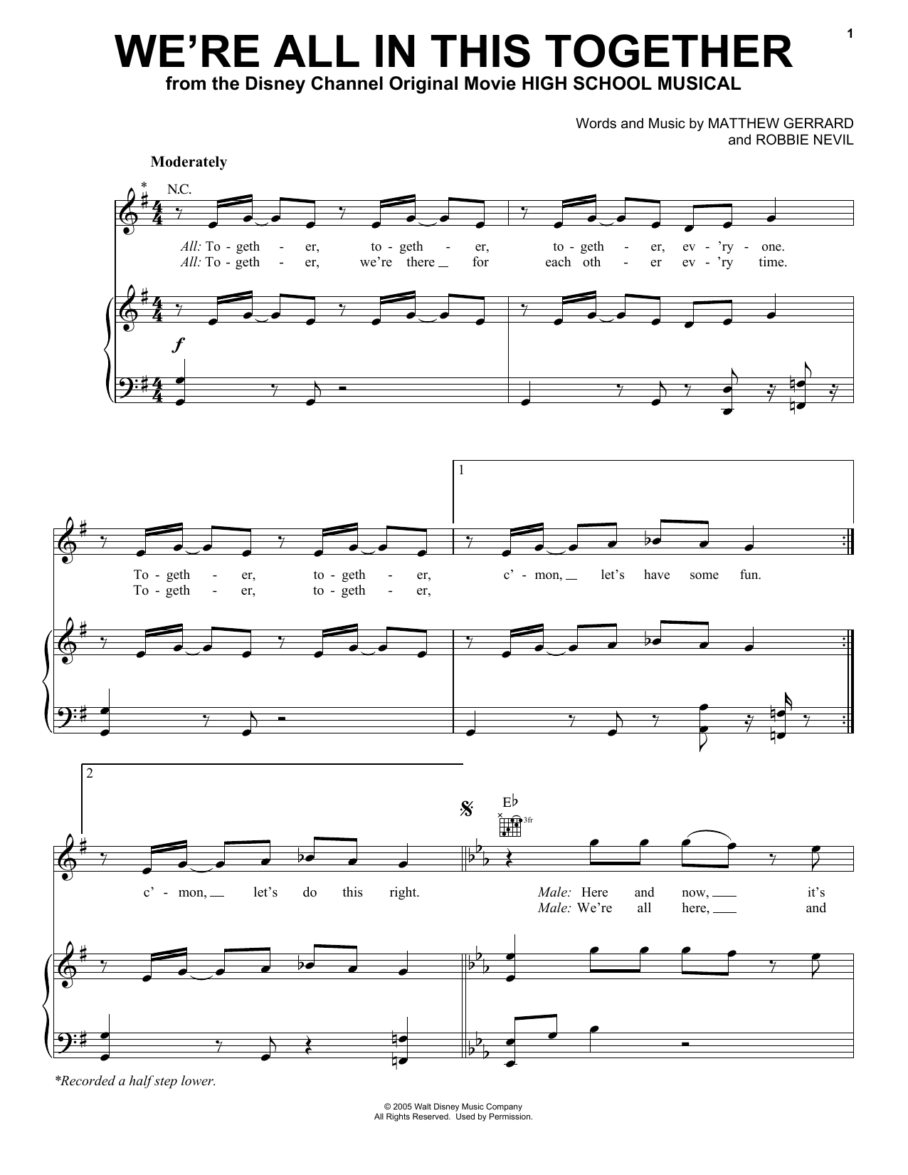 Download High School Musical We're All In This Together Sheet Music