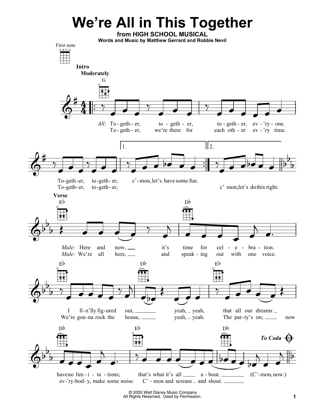 Download High School Musical We're All In This Together Sheet Music