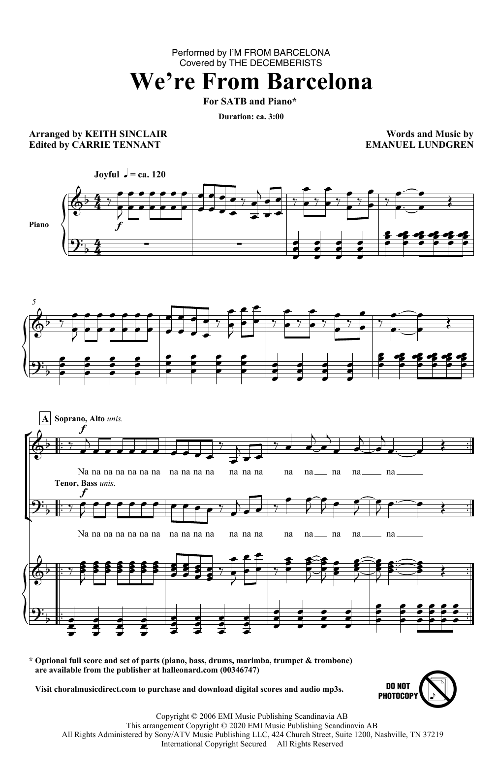 Download I'm from Barcelona We're From Barcelona (arr. Keith Sincla Sheet Music