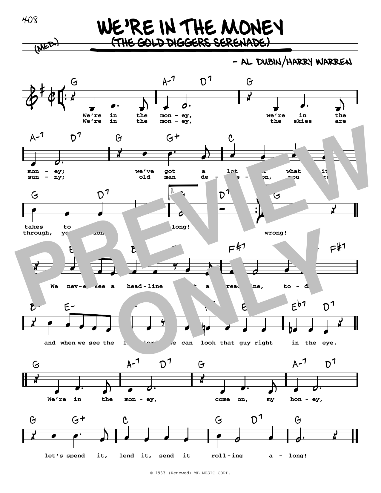 Download Al Dubin We're In The Money (The Gold Diggers Se Sheet Music