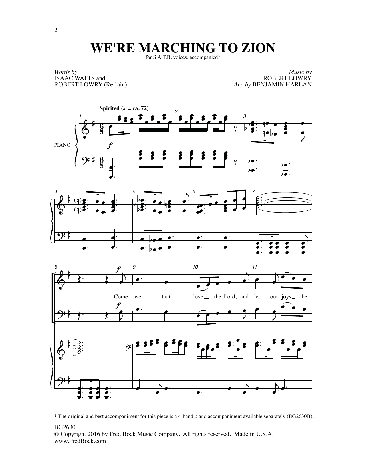 Download Robert Lowry We're Marching to Zion Sheet Music
