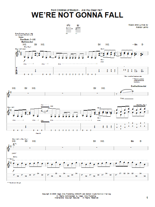 Download Children Of Bodom We're Not Gonna Fall Sheet Music