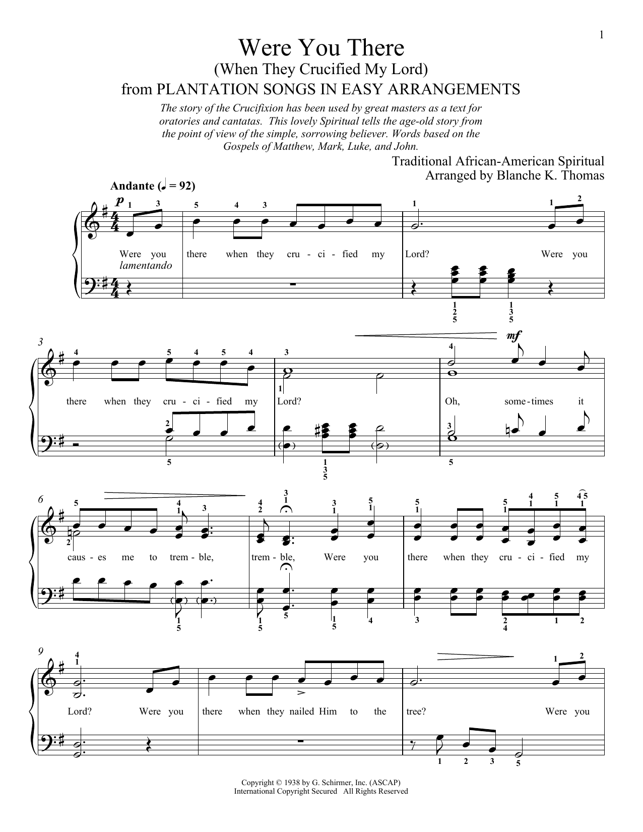 Download African-American Spiritual Were You There When They Crucified My L Sheet Music