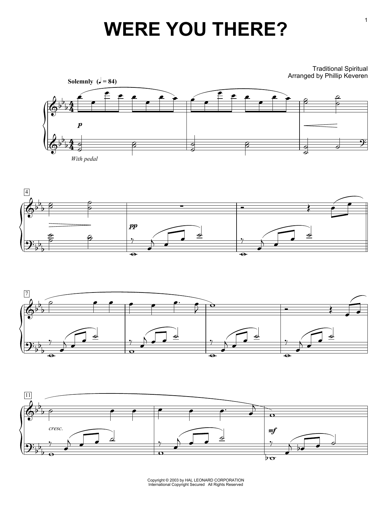 Download African-American Spiritual Were You There? Sheet Music