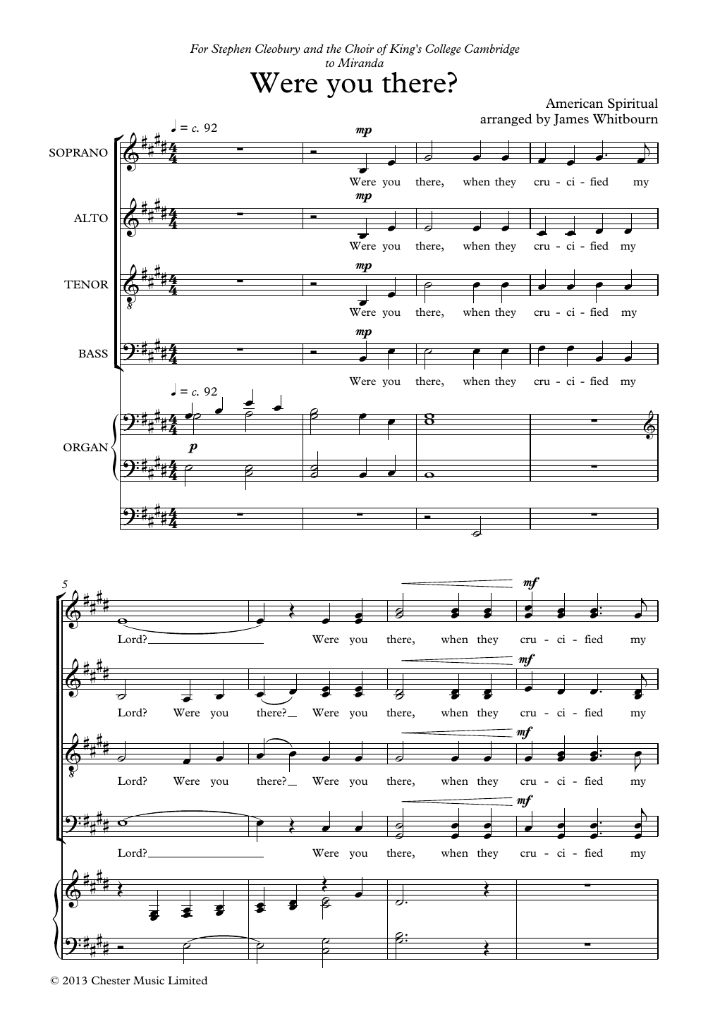 Download James Whitbourn Were You There? Sheet Music