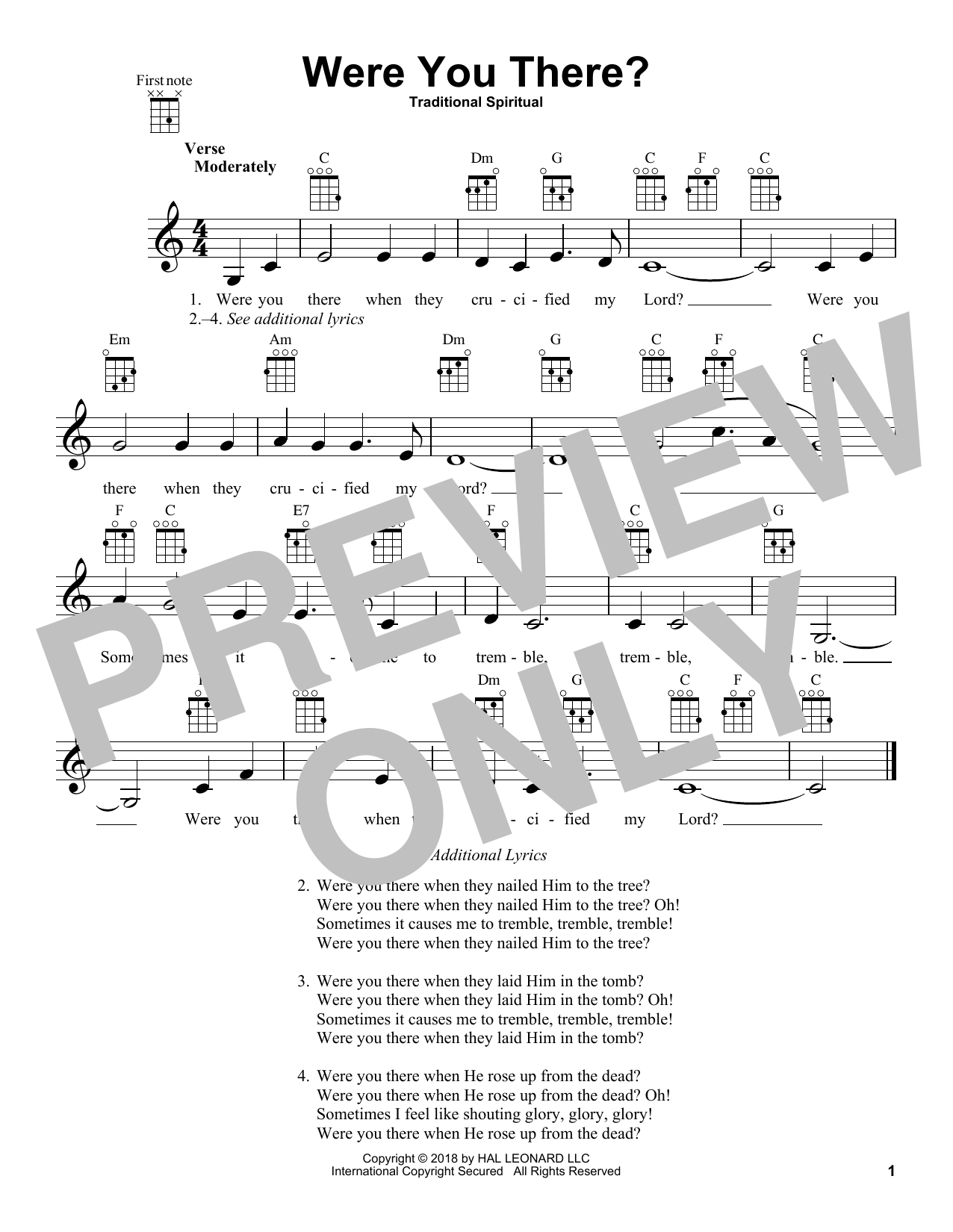 Download Traditional Spiritual Were You There? Sheet Music