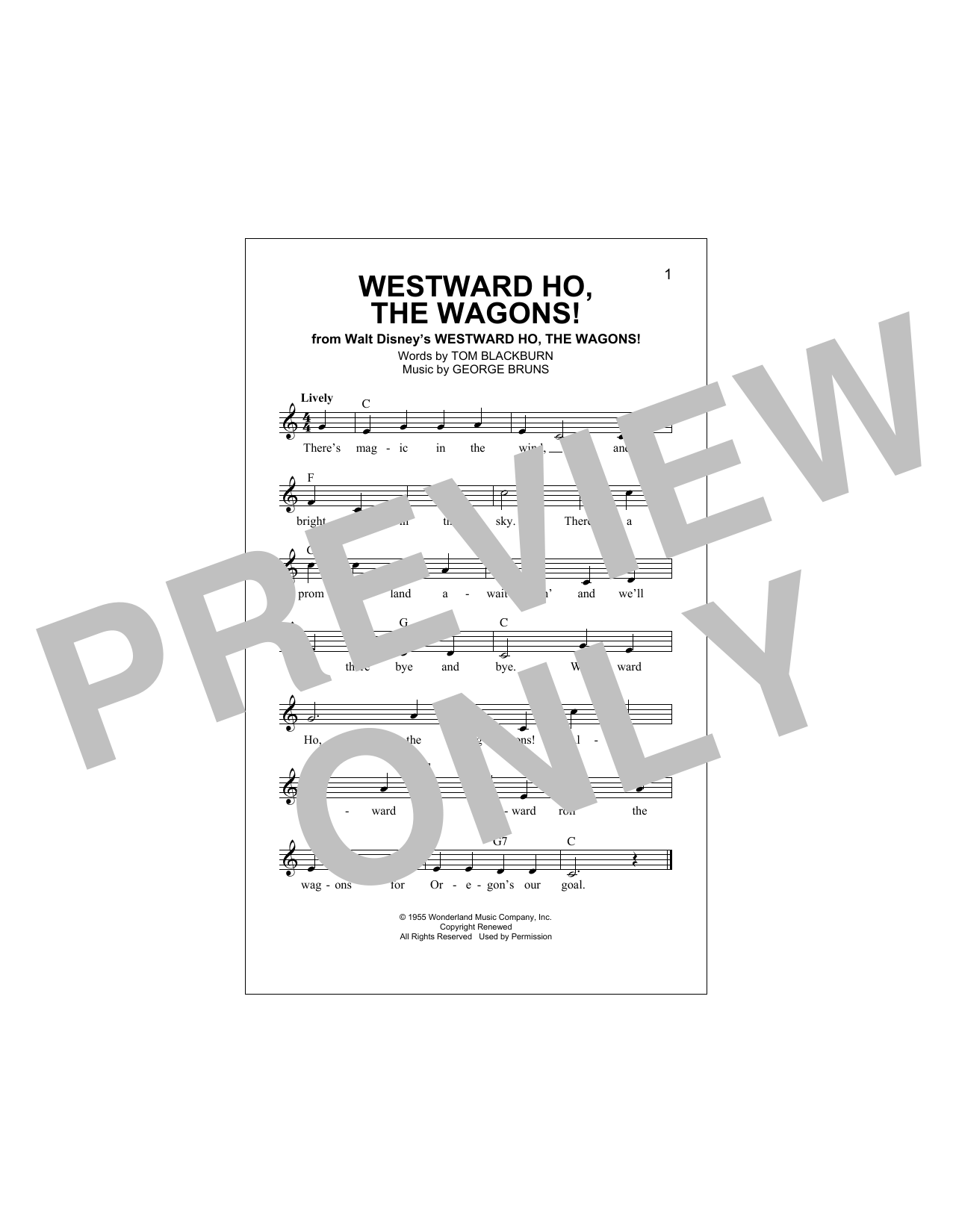 Download Tom Blackburn Westward Ho, The Wagons! Sheet Music