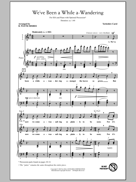 Download B. Wayne Bisbee We've Been A While A-Wandering Sheet Music