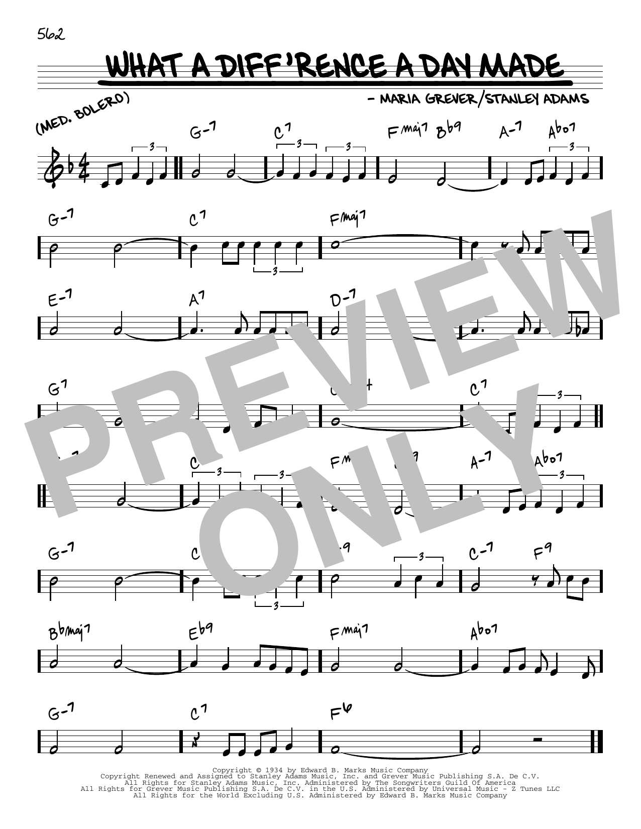 Download Stanley Adams What A Diff'rence A Day Made Sheet Music