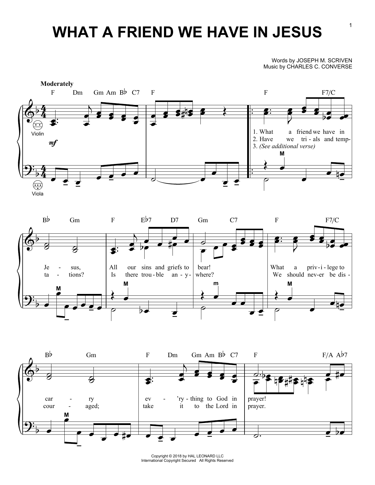Download Charles C. Converse What A Friend We Have In Jesus Sheet Music