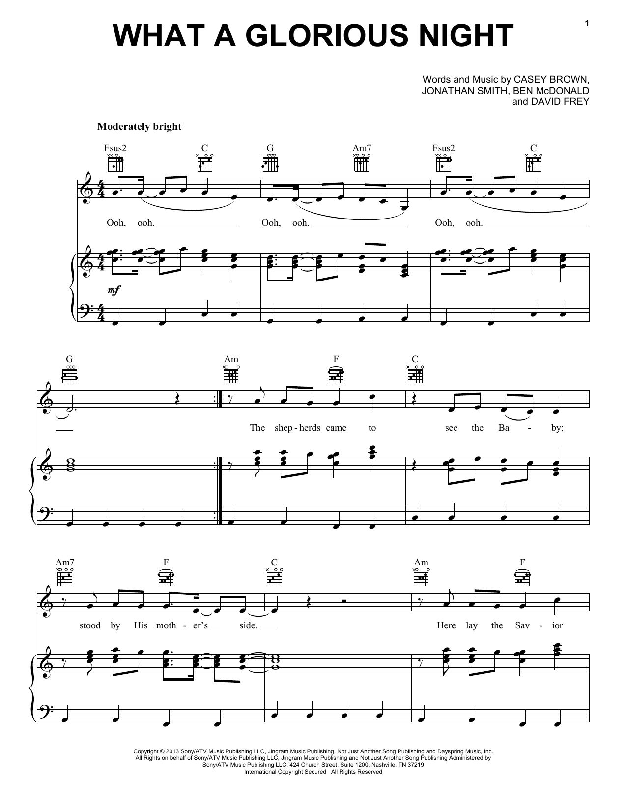 Download Sidewalk Prophets What A Glorious Night Sheet Music