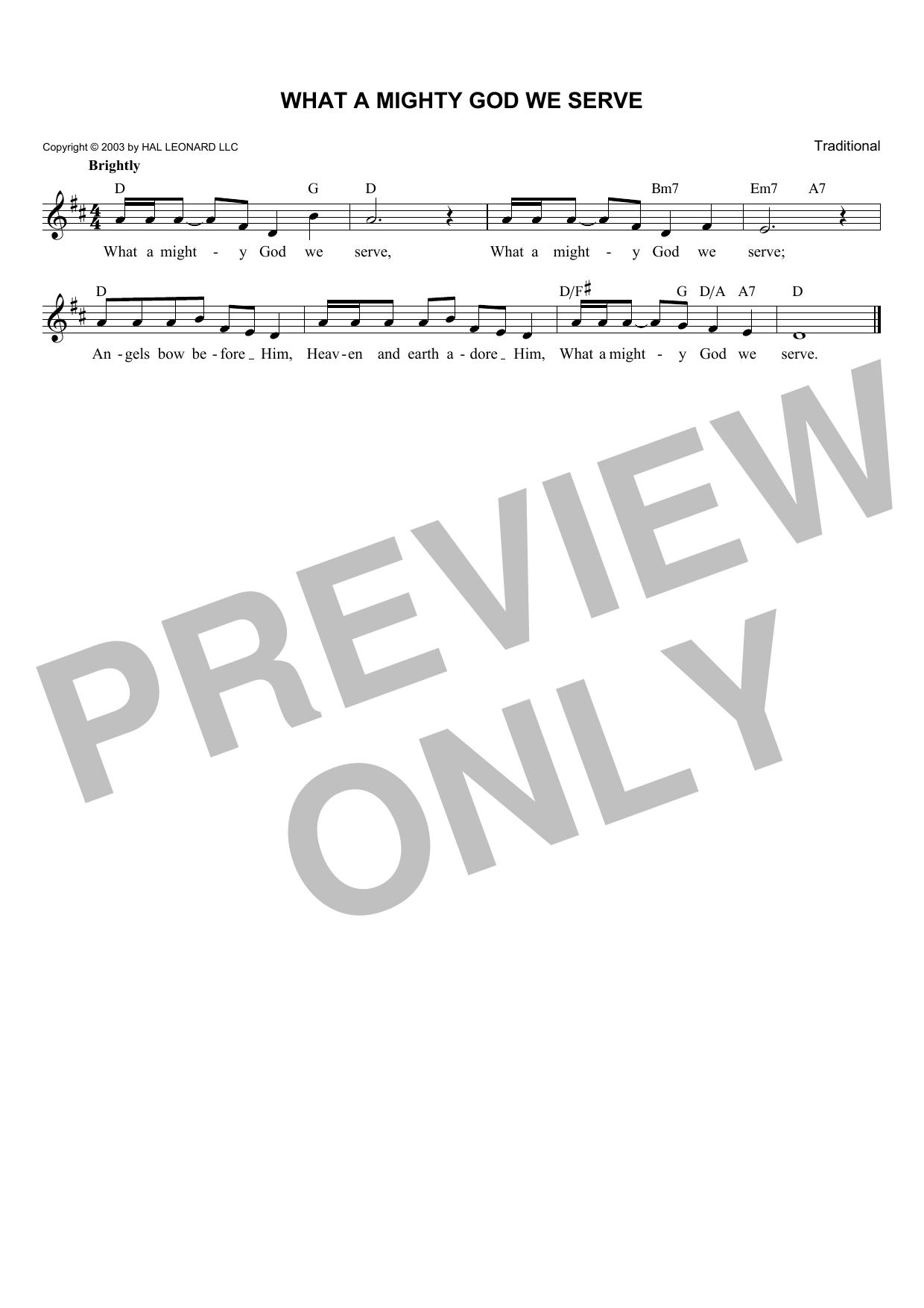 Download Traditional What A Mighty God We Serve Sheet Music